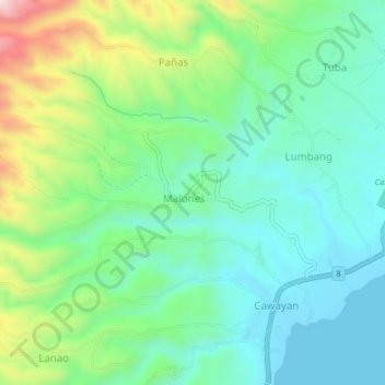 Mappa topografica Malones, altitudine, rilievo