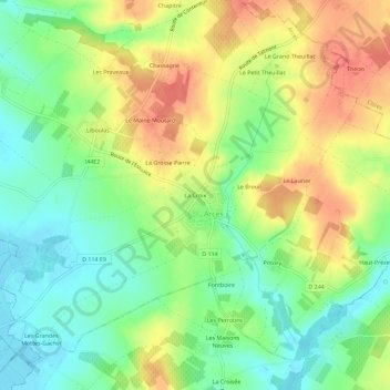Mappa topografica La Croix, altitudine, rilievo