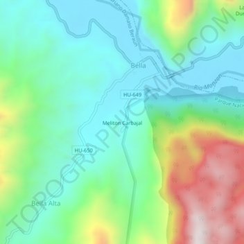 Mappa topografica Meliton Carbajal, altitudine, rilievo