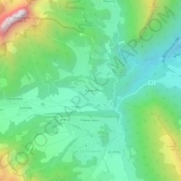 Mappa topografica Ruthière, altitudine, rilievo
