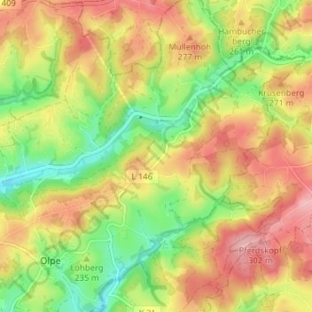 Mappa topografica Holl, altitudine, rilievo