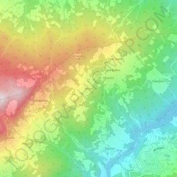 Mappa topografica Villora, altitudine, rilievo