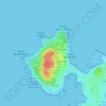 Mappa topografica O Con do Navío, altitudine, rilievo