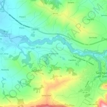 Mappa topografica Palmentata, altitudine, rilievo