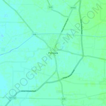 Mappa topografica Pehowa, altitudine, rilievo