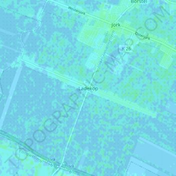 Mappa topografica Ladekop, altitudine, rilievo