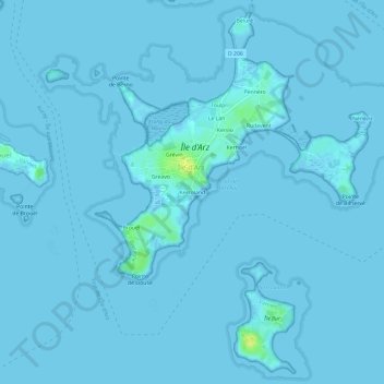 Mappa topografica Kerroland, altitudine, rilievo