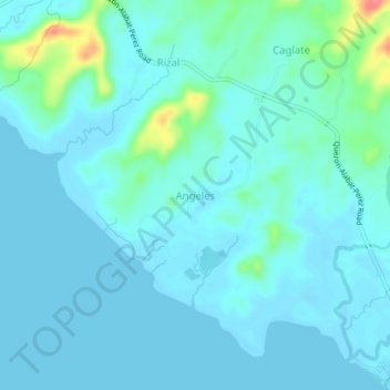 Mappa topografica Angeles, altitudine, rilievo