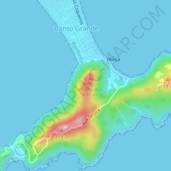 Mappa topografica Morro dos Macacos, altitudine, rilievo