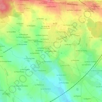 Mappa topografica La Bretonnnière, altitudine, rilievo