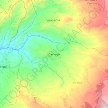 Mappa topografica Ciénega, altitudine, rilievo