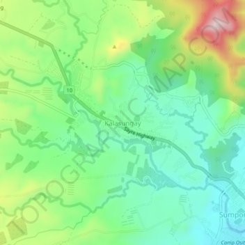 Mappa topografica Kalasungay, altitudine, rilievo