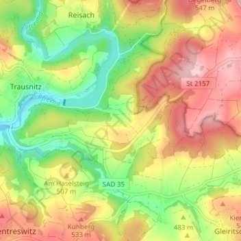 Mappa topografica Bierlhof, altitudine, rilievo