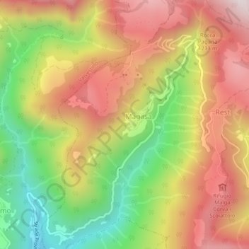 Mappa topografica Foger, altitudine, rilievo