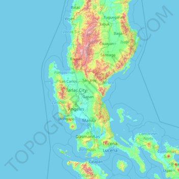 Mappa topografica Nueva Ecija, altitudine, rilievo