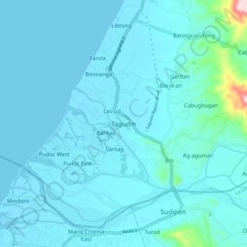 Mappa topografica Tagudin, altitudine, rilievo