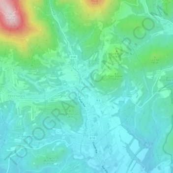 Mappa topografica Étueffont, altitudine, rilievo