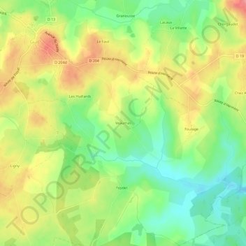 Mappa topografica Veaumas, altitudine, rilievo