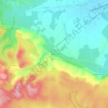 Mappa topografica Cheyrès, altitudine, rilievo