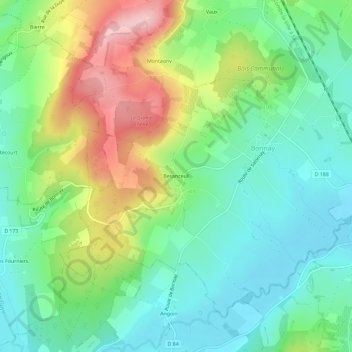 Mappa topografica Besanceuil, altitudine, rilievo