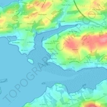 Mappa topografica Le Glugeau, altitudine, rilievo