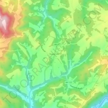 Mappa topografica Forest Hill, altitudine, rilievo