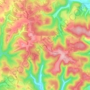 Mappa topografica Eyvigues, altitudine, rilievo