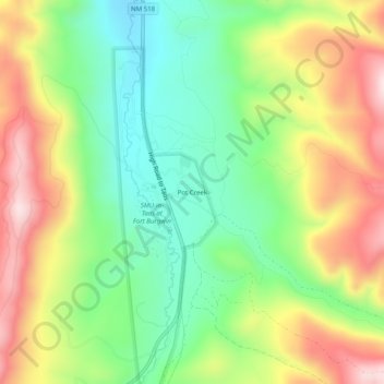 Mappa topografica Pot Creek, altitudine, rilievo