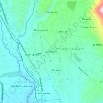 Mappa topografica San Miguel, altitudine, rilievo