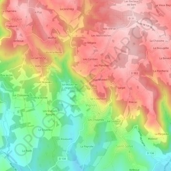 Mappa topografica Les Carrirères, altitudine, rilievo