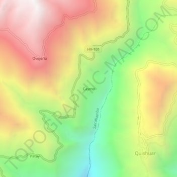 Mappa topografica Caymo, altitudine, rilievo