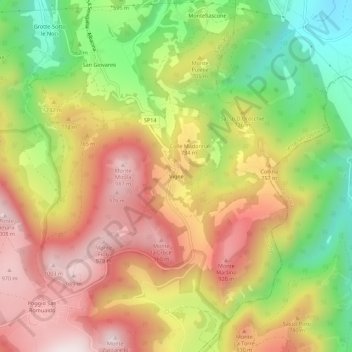 Mappa topografica Vigne, altitudine, rilievo