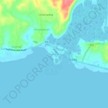 Mappa topografica Villalimpia, altitudine, rilievo