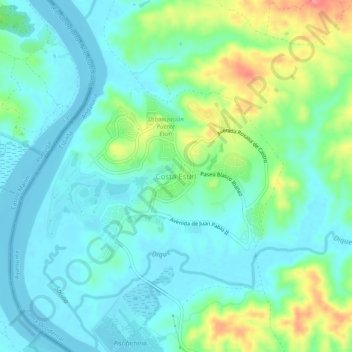 Mappa topografica Costa Esuri, altitudine, rilievo
