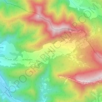 Mappa topografica Les Tatins, altitudine, rilievo