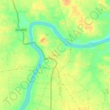 Mappa topografica Theur, altitudine, rilievo