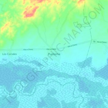 Mappa topografica Purísima, altitudine, rilievo