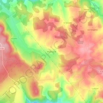 Mappa topografica Malassagne, altitudine, rilievo