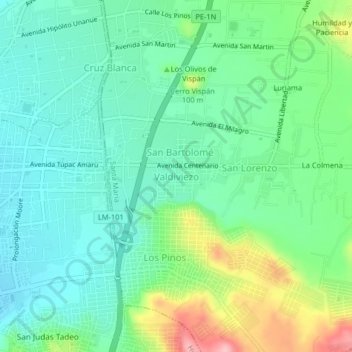 Mappa topografica Valdiviezo, altitudine, rilievo