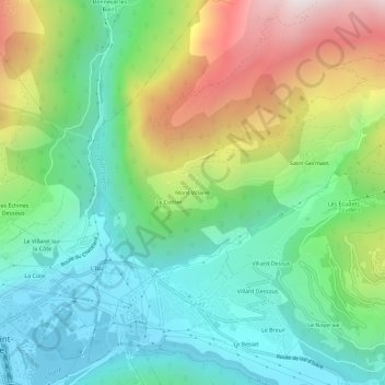 Mappa topografica Mont Villaret, altitudine, rilievo