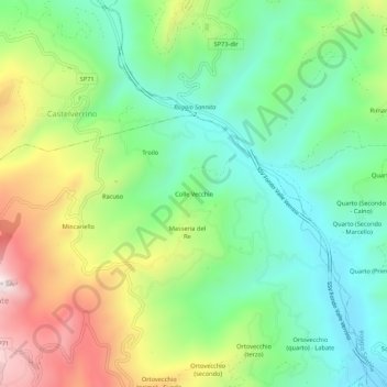 Mappa topografica Colle Vecchio, altitudine, rilievo