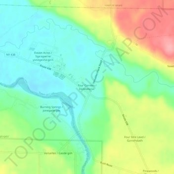 Mappa topografica Four Corners, altitudine, rilievo