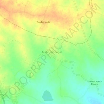 Mappa topografica Mahboobnagar, altitudine, rilievo