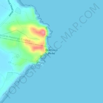 Mappa topografica Diamond Head, altitudine, rilievo