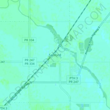 Mappa topografica Sanford, altitudine, rilievo