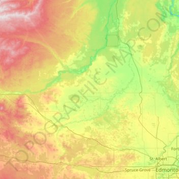 Mappa topografica County of Barrhead, altitudine, rilievo