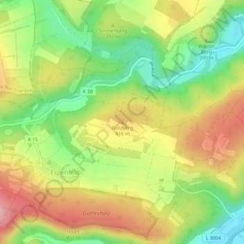Mappa topografica Götzberg, altitudine, rilievo