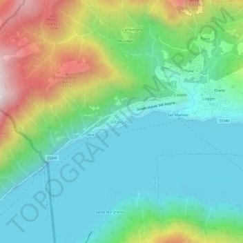 Mappa topografica Albogasio, altitudine, rilievo
