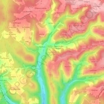 Mappa topografica Les Chaties, altitudine, rilievo