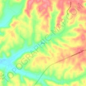 Mappa topografica Berea, altitudine, rilievo